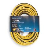 POWER FIRST 1FD57 Lighted Extension Cord, 12 AWG, 100 ft, 3 Conductors, SJTW,