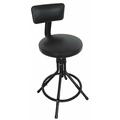ZORO SELECT 5NWH8 Round Stool with Backrest, Height 24" to 28"Black