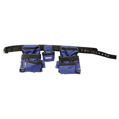 WESTWARD 5MZL1 Tool Belt, Tool Belt, Blue, Black, 600D Polyester, 13 Pockets