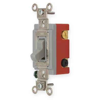 HUBBELL WIRING DEVICE-KELLEMS HBL1224GY Wall Switch, 4-Way, 120/277V, 20A, Gry,