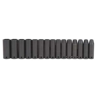 PROTO J74217 1/2" Drive Thin Wall Impact Socket Set, Metric, 15 pcs