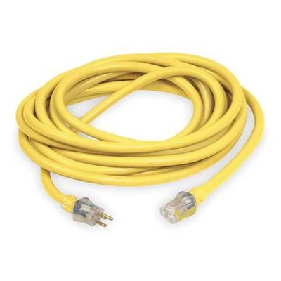 ZORO SELECT 1XUP7 SJTW Outdoor Extension Cord, 10 AWG 1 Outlet, 5-15R, Yellow,