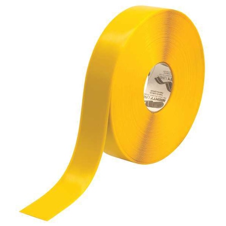 MIGHTY LINE 2RY Floor Marking Tape, vinyl, No Legend, Yellow, 2 in W., 55 mil