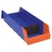 AKRO-MILS 36468BLUE Shelf Storage Bin, Blue/Orange, Plastic, 17 7/8 in L x 6