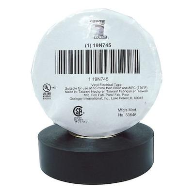 ZORO SELECT 19N745 Electrical Tape, 8.5 mil, 3/4" x 66 ft., Black