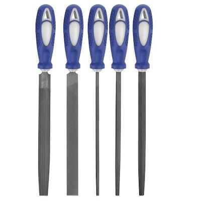 WESTWARD 10Z756 Hand File Set,Bastard/Smooth,8 In L,5 Pc