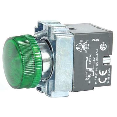 DAYTON 30G213 Pilot Light, LED, 22mm, 24VAC/DC, GR, Cr