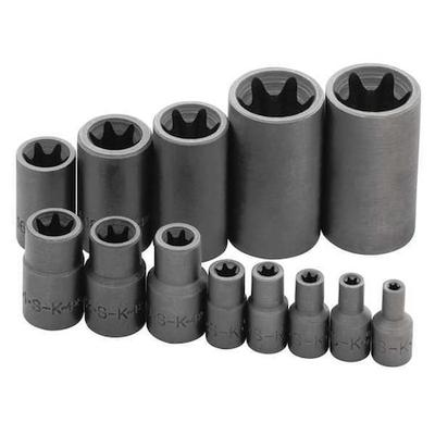 SK PROFESSIONAL TOOLS 19761 1/4", 3/8", 1/2" Drive Socket Set, Torx, 13 pcs