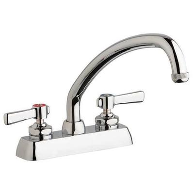 CHICAGO FAUCET W4D-L9E1-369AB Low Arc Kitchen Faucet, Manual, 4" Mount, 2 Hole
