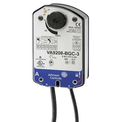JOHNSON CONTROLS VA9208-BGA-3 Elec Act,70 in.-lb.,On-Off,24VAC