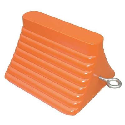 ZORO SELECT 22XW71 Wheel Chock,Molded Rbr w/Stl Grab,Orange