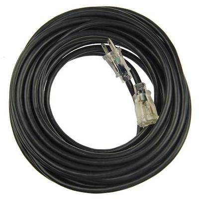 ZORO SELECT 21RJ52 SJTW Outdoor Extension Cord, 14 AWG 1 Outlet, 5-15R, Black,