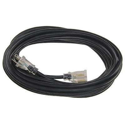 ZORO SELECT 21RJ54 SJTW Outdoor Extension Cord, 14 AWG 1 Outlet, 5-15R, Black,