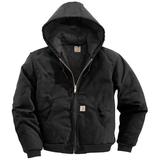 CARHARTT J140-BLK MED TLL Men's Black Cotton Hooded Duck Jacket size M Tall