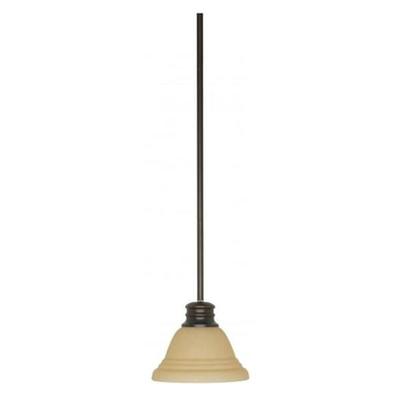 Nuvo Lighting 61277 - 1 Light Mahogany Bronze Champagne Washed Linen Glass Shade Mini Pendant Light Fixture (60-1277)