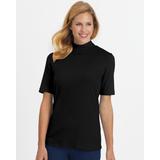 Blair Women's Essential Knit Short-Sleeve Mockneck Top - Black - XLG - Womens