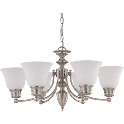 Nuvo Lighting 63255 - 6 Light Brushed Nickel Frosted White Glass Shades Chandelier Light Fixture (60-3255)