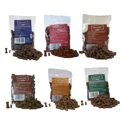 6 x 125g Mini Knöchelchen 6 Sorten Chewies Hundesnack