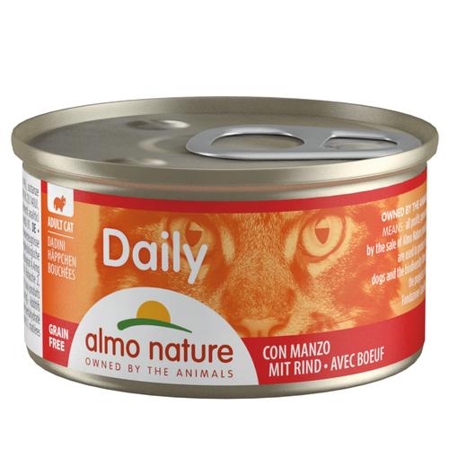 24x85g Häppchen mit Rind Almo Nature Daily Menu Katzenfutter nass