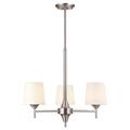 Westinghouse 62255 - 3 Light (Candelabra Base) 23" Parker Mews Brushed Nickel Finish with White Linen Fabric Shades Chandelier Light Fixture