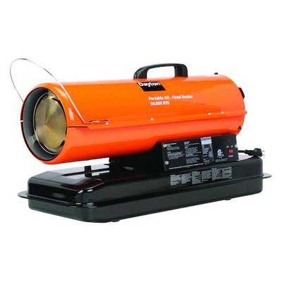 DAYTON 3VE48 Portable Oil and Kerosene Torpedo Heater, 50,000 BtuH, 175 cfm,