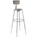 NATIONAL PUBLIC SEATING 6430HB Round Stool with Backrest, Height 31" to 39"Gray