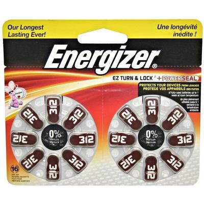 Energizer 10288 - 312 1.4 volt Zero Mercury Hearing Aid Battery (16 pack) (AZ312DP16)
