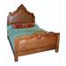 New World Trading Standard Bed Wood & /Upholstered/Genuine Leather in Brown | 74 H x 60 W x 80 D in | Wayfair EZBQ10RUST