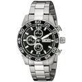 Invicta Men's Quartz Watch with Black Dial Chronograph Display and Silver Stainless Steel Bracelet 1012