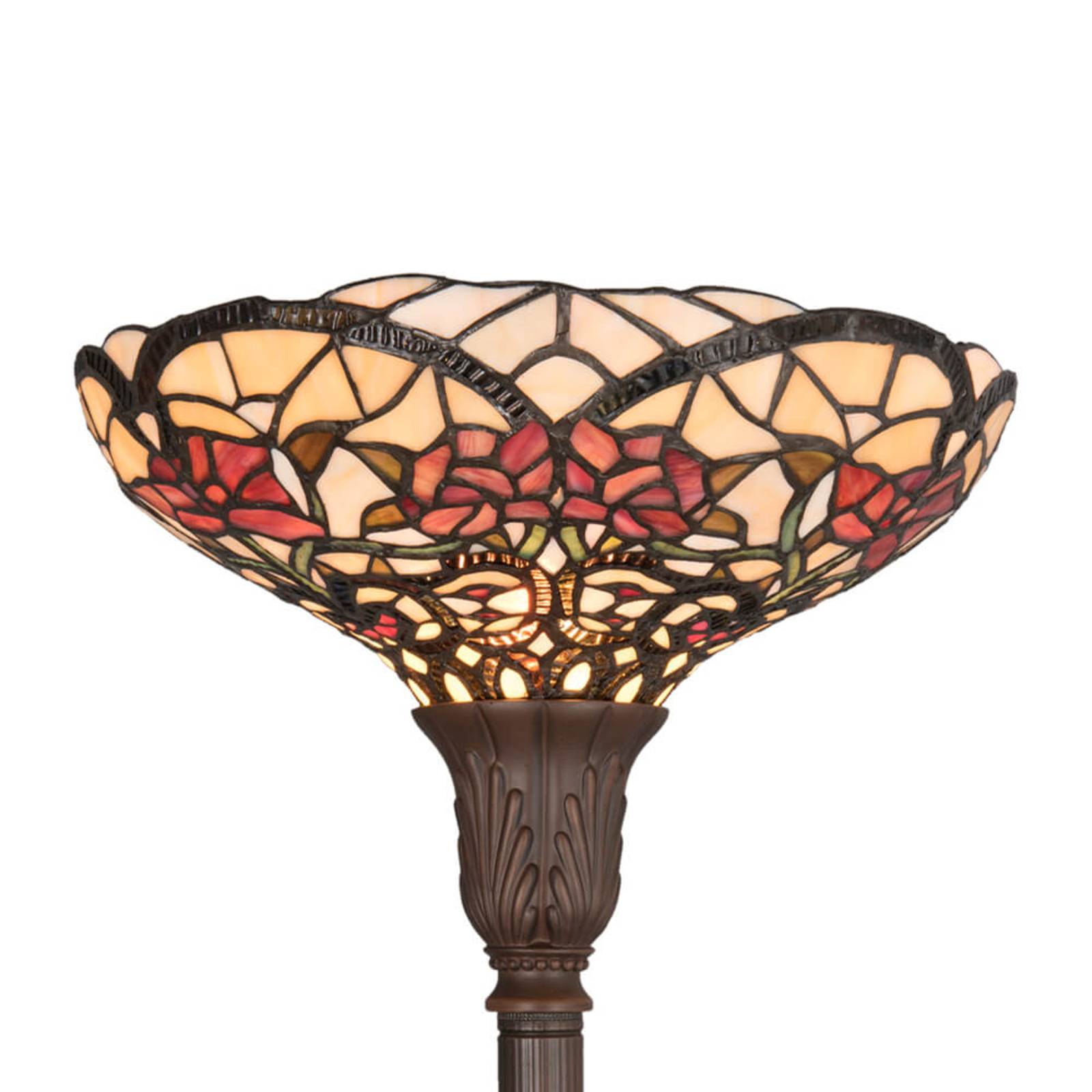 Clayre&Eef Tiffany Stehlampe KAYLA, Multicolour, für Wohn- / Esszimmer, Glas, Tiffany, Stehlampe