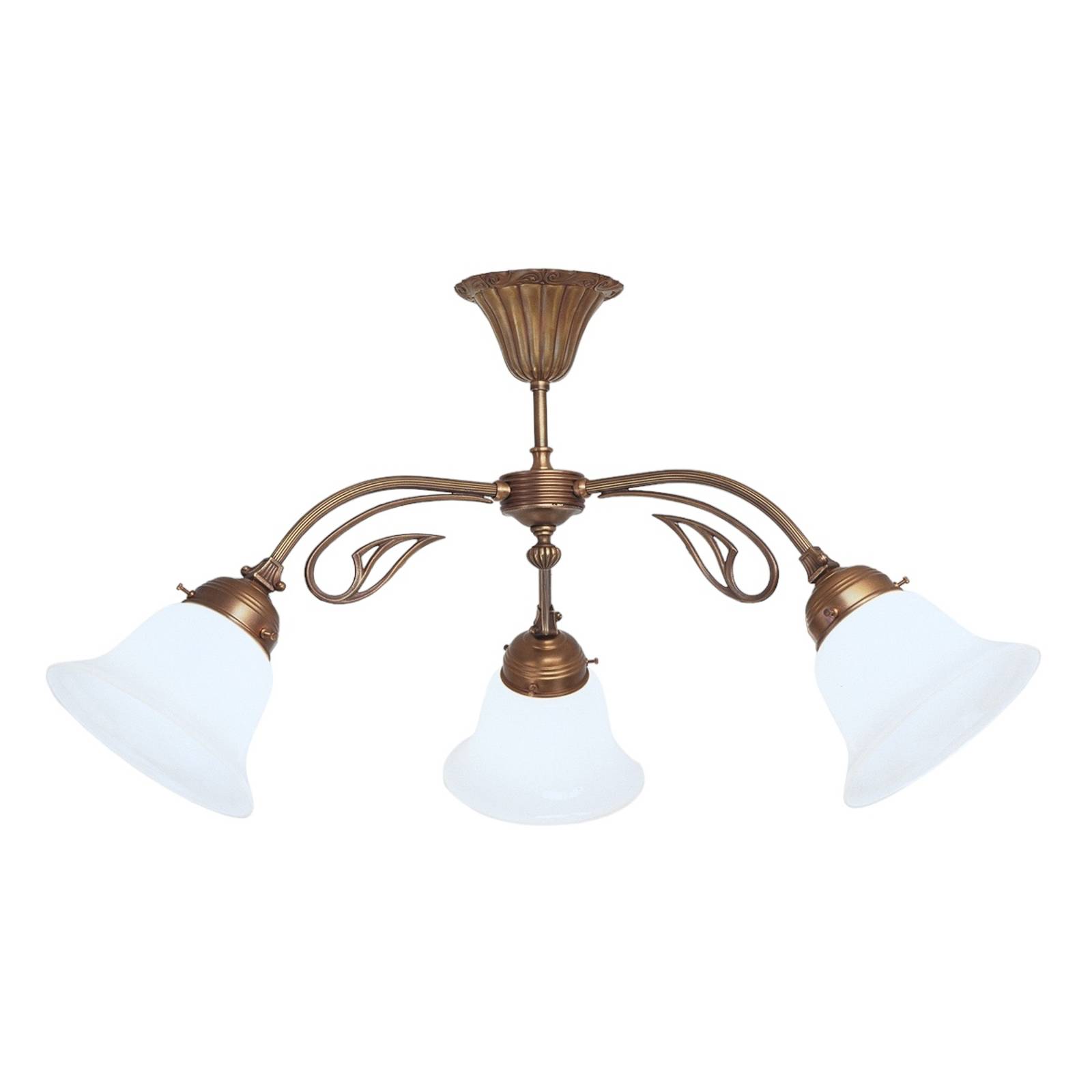 Berliner Messinglampen Deckenlampe HERTHA, dimmbar, bronze / altmessing, für Wohn- / Esszimmer, Glas, Antik, Deckenlampe