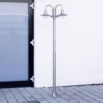 Lindby Außenleuchte Damion, 200 cm, 3-flammig, E27, IP44 DAMION Lindby, dimmbar, alu / grau / zink, Edelstahl, Modern Image