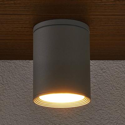 Lucande Außendeckenstrahler Minna, silber, 14 cm, IP54, E27 Minna, alu / grau / zink, Aluminium, Modern, Deckenlampe Image