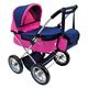 Bino Puppen-Buggy mit Tasche, Spielzeug für Kinder ab 3 Jahre (Puppenwagen inkl. Hängetasche & Einkaufsnetz, Verstellmöglichkeit von Kopf- & Fußteil, Zusammenklappfunktion) Rosa / Blau