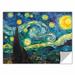 ArtWall Starry Night by Vincent Van Gogh Removable Wall Decal Metal in Blue/Brown/Yellow | 24 H x 32 W in | Wayfair 0van005a2432p