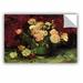 ArtWall Roses & Peonies by Vincent Van Gogh Removable Wall Decal Canvas/Fabric in White | 24 H x 36 W in | Wayfair 0van001a2436p