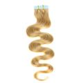 hair2heart 40 x Tape In Extensions aus Echthaar, 60cm, 2,5g Strähnen, gewellt - Farbe 27 dunkelgoldblond