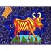 Art Excuse 'Space Cow on Toast' Painting Print on Wrapped Canvas in Black | 30 H x 45 W x 1.5 D in | Wayfair AE1353045