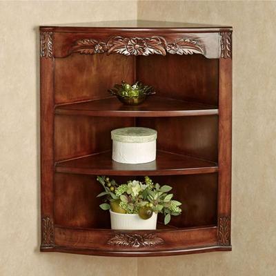 Victoriana Corner Curio Wall Cabinet Natural Cherry , Natural Cherry