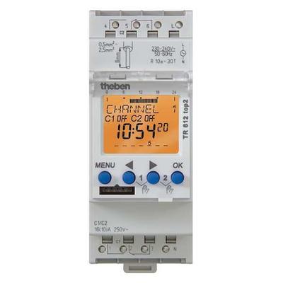 THEBEN TR-612-TOP-2-120V Electr. Timer,Din Rail,24Hr/7D,2 Chn.