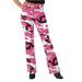 Womens Pink Camo Stretch Flare Pants