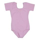 Pink Short Sleeve Cotton Dance Leotard Girls 8-10