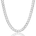 5mm thick solid sterling silver 925 stamped Italian extra flat diamond cut Cuban curb cable link style chain necklace chocker with lobster claw clasp jewellery jewelry - inch 24"/60cm