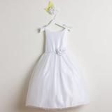 Little Girls White Bows Satin Tulle Occasion Easter Dress 2-6