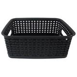 Weave Design Plastic Bin Small Black 9.875 L x 7.375 W x 4 H