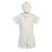 Little Boys White Poly Cotton Vest Hat Shorts Christening Outfit Set 3T