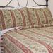 J&J Bedding Cary Floral Stripe Reversible Quilt Cotton in Green/Red/White | Queen | Wayfair HS8456-Q