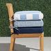 Double-piped Outdoor Chair Cushion - Resort Stripe Cobalt, 23-1/2"W x 19"D, Standard - Frontgate