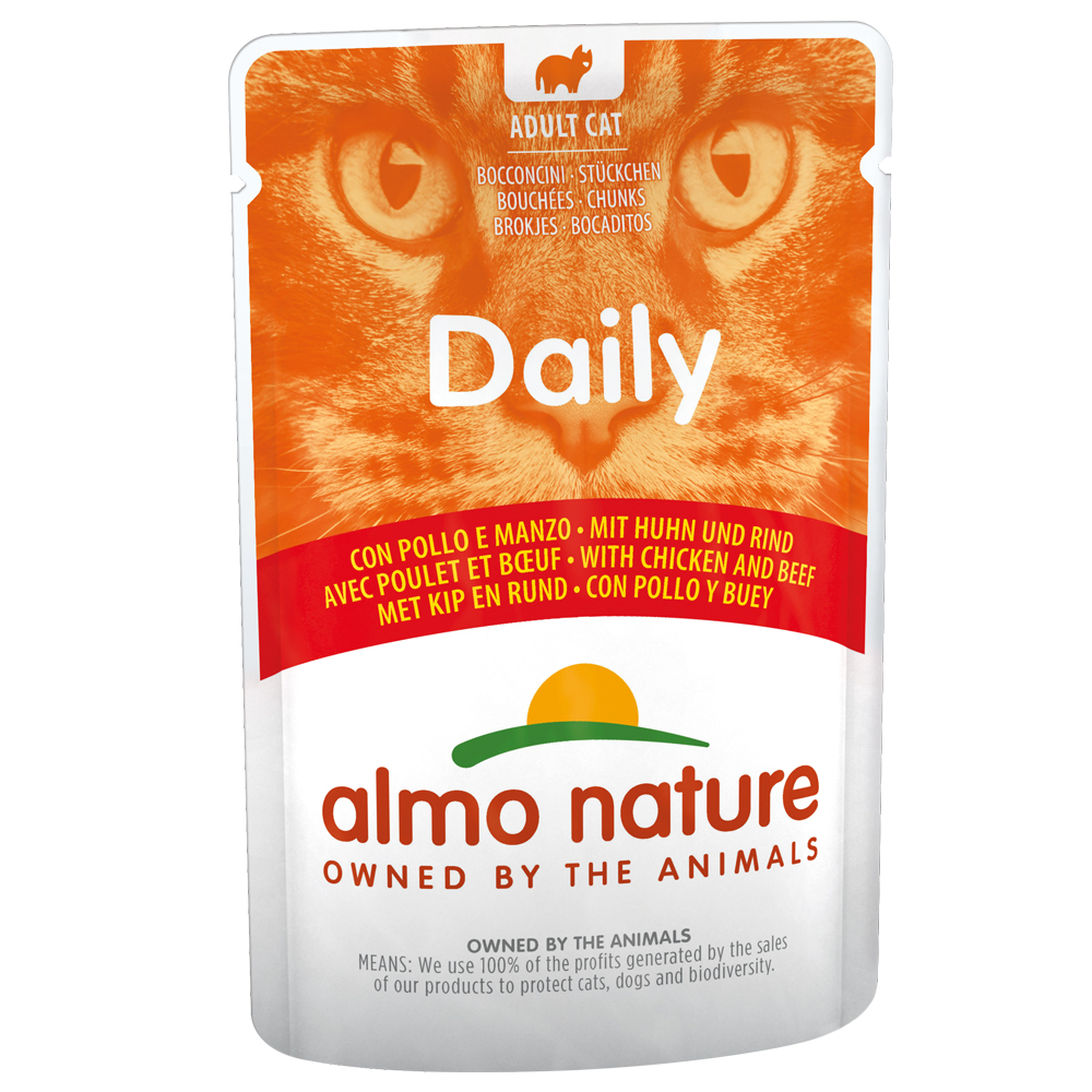 Almo Nature Daily 6 x 70 g umido per gatto - Pollo e Manzo