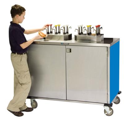 Lakeside 70210BL Stainless Steel EZ Serve 6 Pump Condiment Cart with Royal Blue Finish - 27 1/2" x 50 1/4" x 47"
